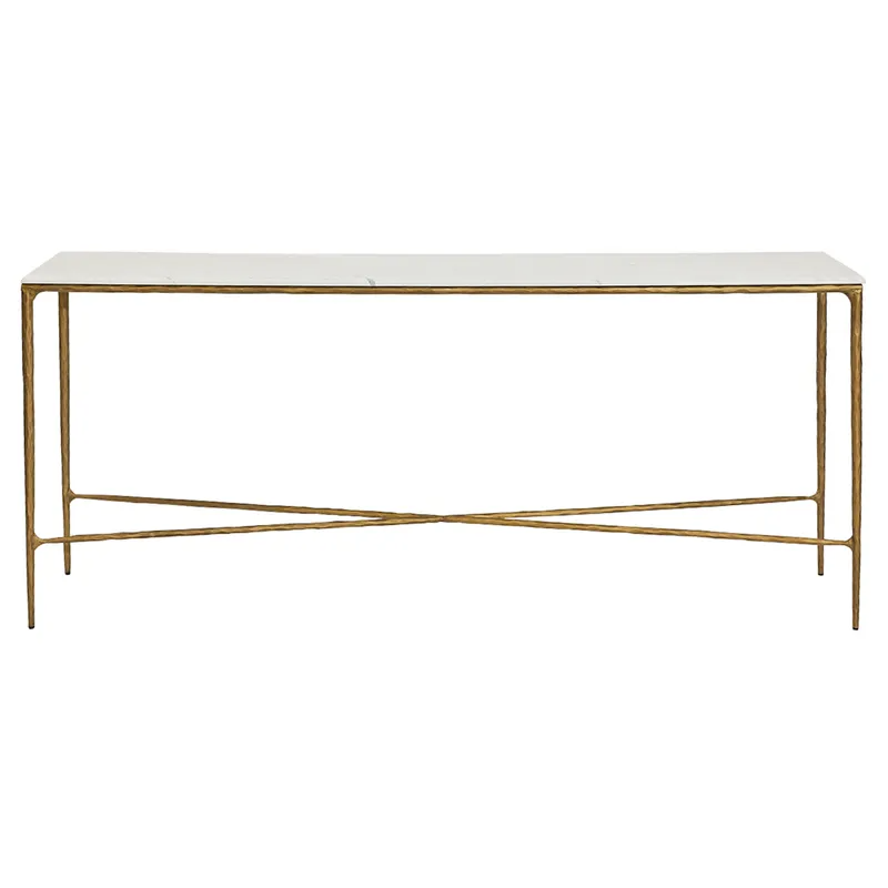 Heston Marble Console Table Large Brass, 180cm W x 35cm D x 76cm H (RRP $3443)