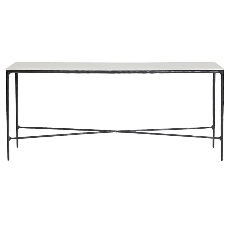 Heston Marble Console Table Large Black, 180cm W x 35cm D x 76cm H (RRP $3443)