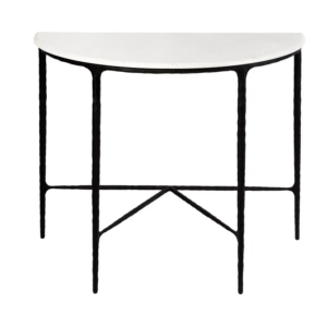 Heston Marble Demilune Table Black, 90cm W x 45cm D x 76cm H (RRP $1969)