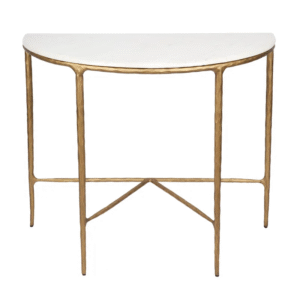 Heston Marble Demilune Table Brass, 90cm W x 45cm D x 76cm H (RRP $2145)