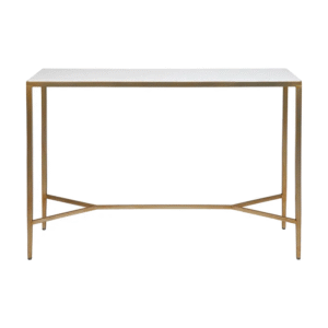 Chloe Stone Console Table Large Antique Gold, 110cm W x 30cm D x 80cm H (RRP $1661)