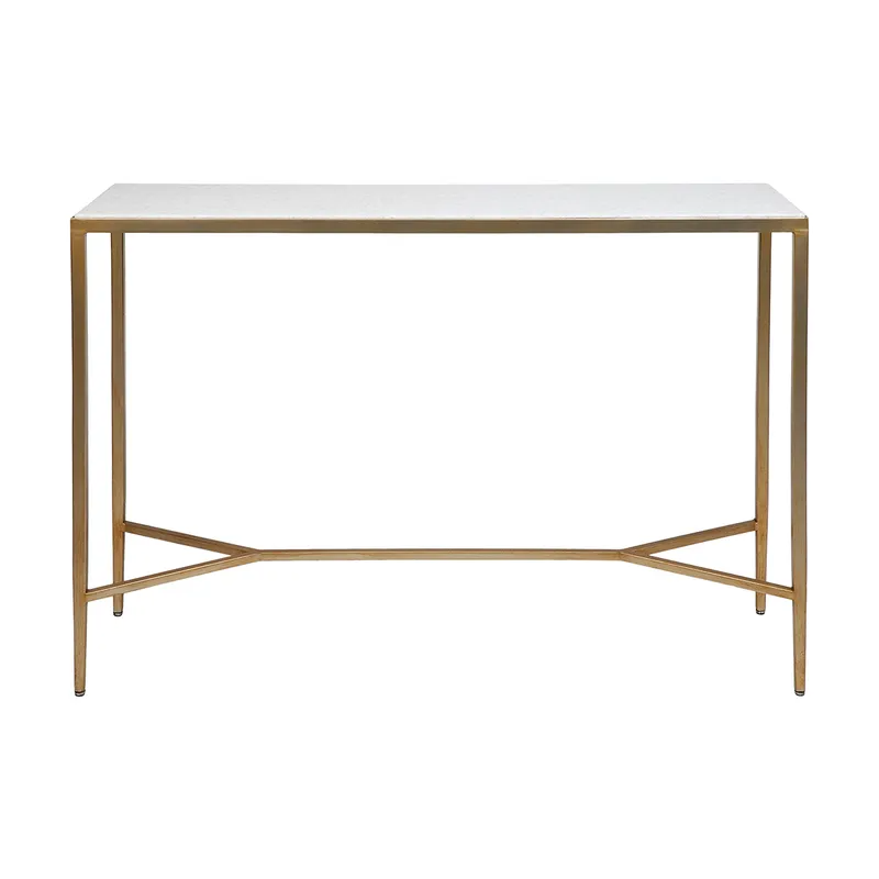 Chloe Stone Console Table Large Antique Gold, 110cm W x 30cm D x 80cm H (RRP $1661)
