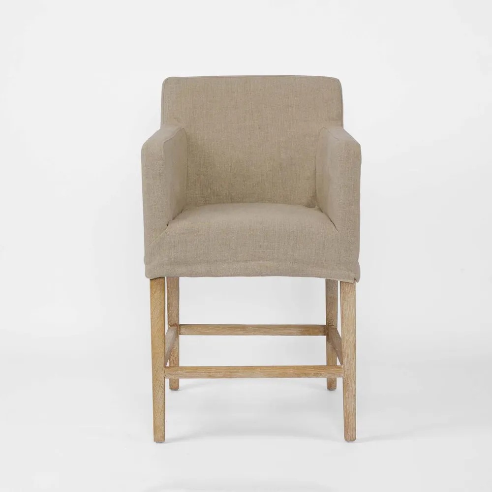 "Antigua" Resort Style Loose Slip Cover Kitchen Counter Barstool, Timber Legs L 60cm W 63cm H 110cm (RRP $899) - Image 2