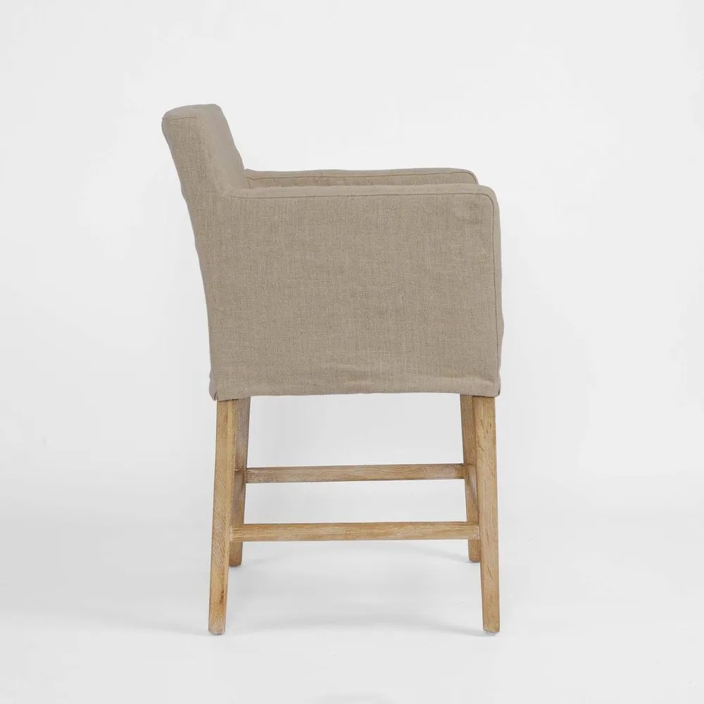 "Antigua" Resort Style Loose Slip Cover Kitchen Counter Barstool, Timber Legs L 60cm W 63cm H 110cm (RRP $899) - Image 3