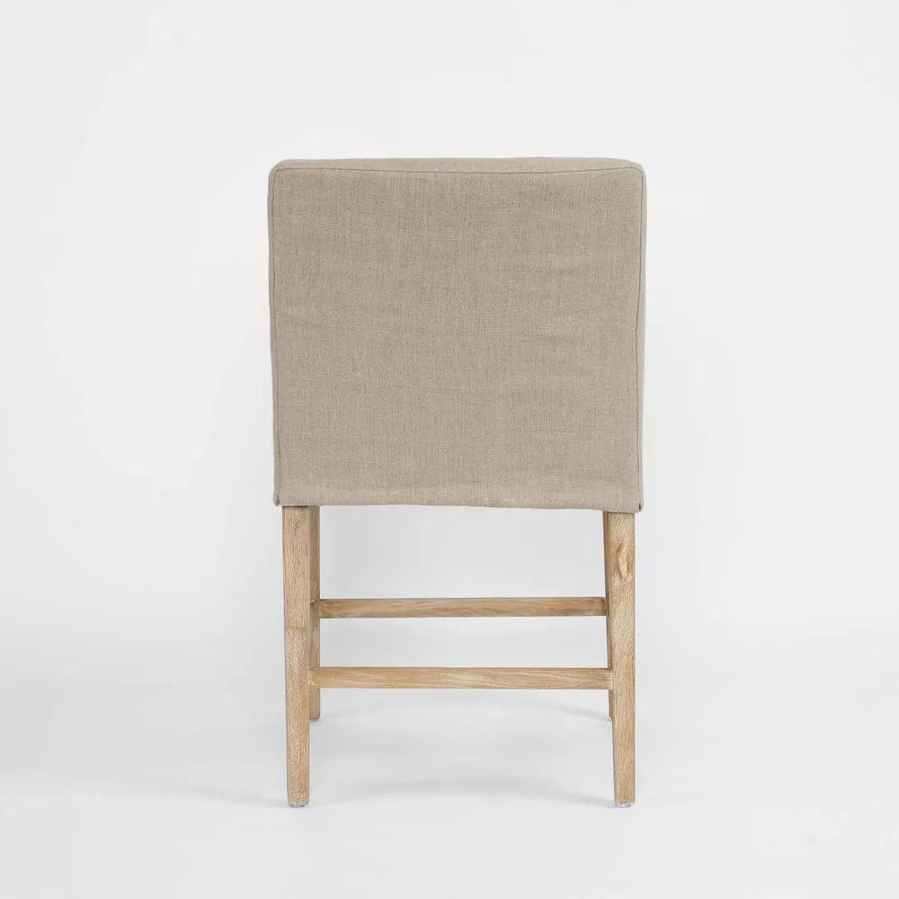 "Antigua" Resort Style Loose Slip Cover Kitchen Counter Barstool, Timber Legs L 60cm W 63cm H 110cm (RRP $899) - Image 4