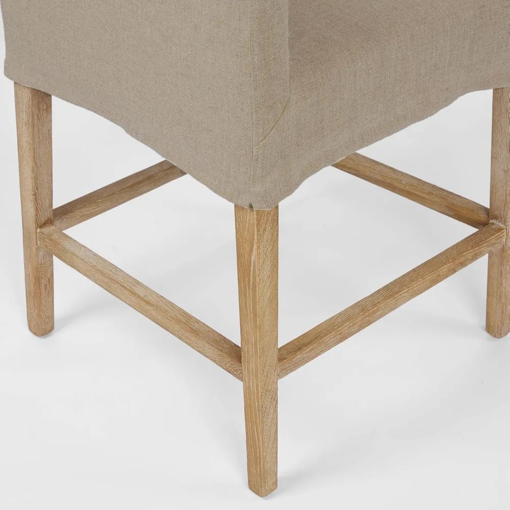 "Antigua" Resort Style Loose Slip Cover Kitchen Counter Barstool, Timber Legs L 60cm W 63cm H 110cm (RRP $899) - Image 5