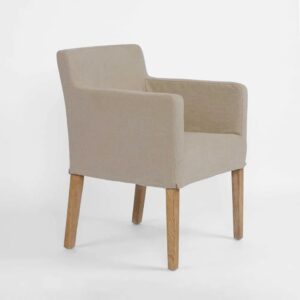 "Antigua" Resort Style Loose Slip Cover Dining Chair Timber Legs, L 62cm W 63cm H 82cm (RRP $699)