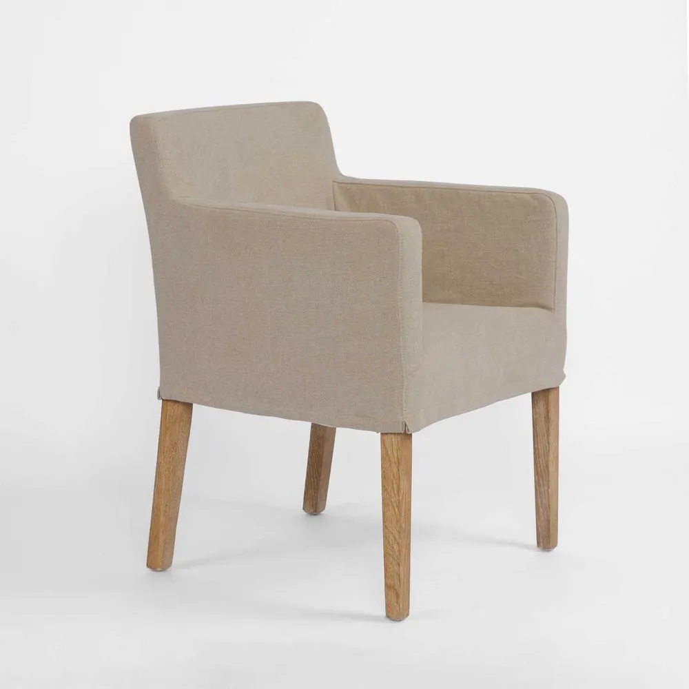 "Antigua" Resort Style Loose Slip Cover Dining Chair Timber Legs, L 62cm W 63cm H 82cm (RRP $699)
