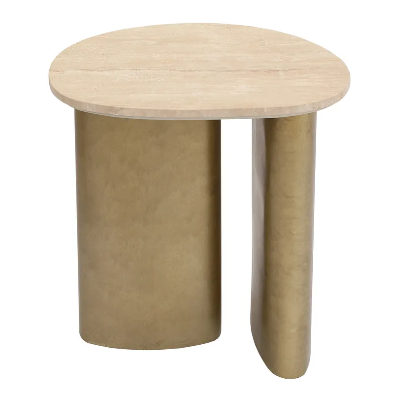 Audrey Large Side Table Travertine, 59.5cm W x 48.5cm D x 60cm H (RRP $605)
