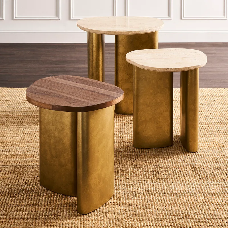 Audrey Large Side Table Travertine, 59.5cm W x 48.5cm D x 60cm H (RRP $605) - Image 2