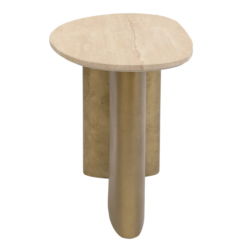 Audrey Large Side Table Travertine, 59.5cm W x 48.5cm D x 60cm H (RRP $605) - Image 3
