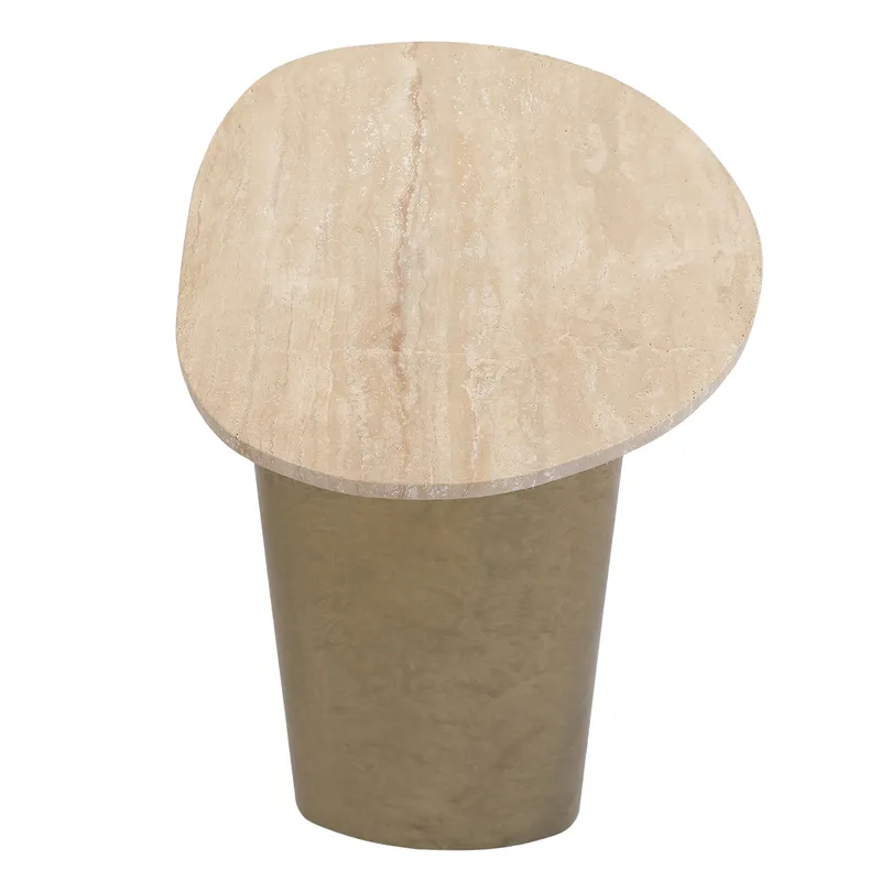 Audrey Large Side Table Travertine, 59.5cm W x 48.5cm D x 60cm H (RRP $605) - Image 4