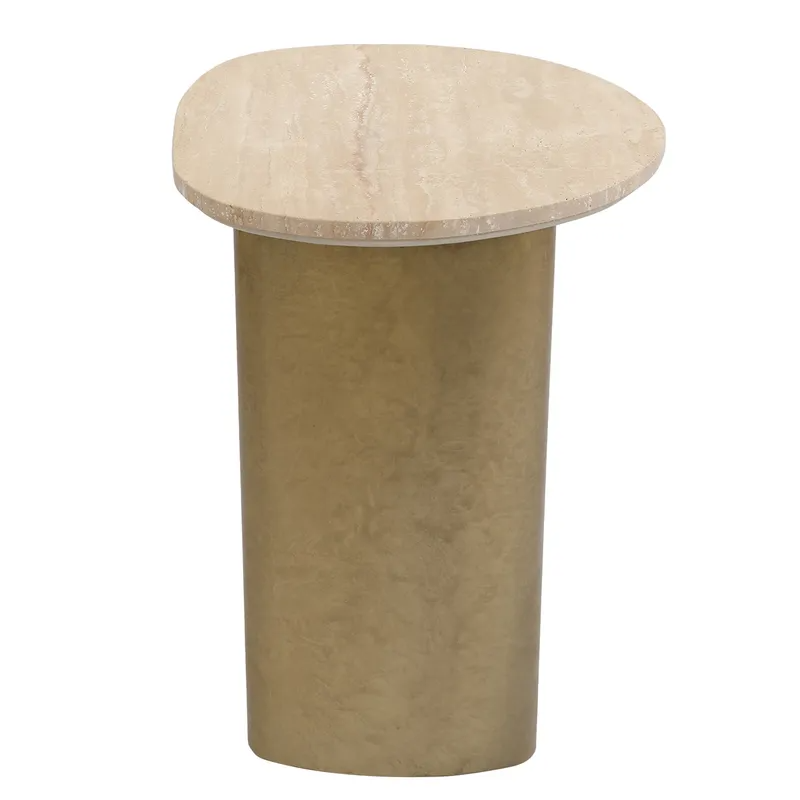 Audrey Large Side Table Travertine, 59.5cm W x 48.5cm D x 60cm H (RRP $605) - Image 5