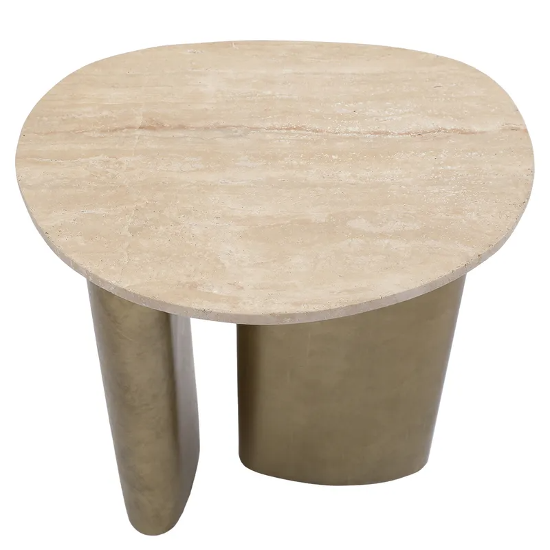 Audrey Large Side Table Travertine, 59.5cm W x 48.5cm D x 60cm H (RRP $605) - Image 6