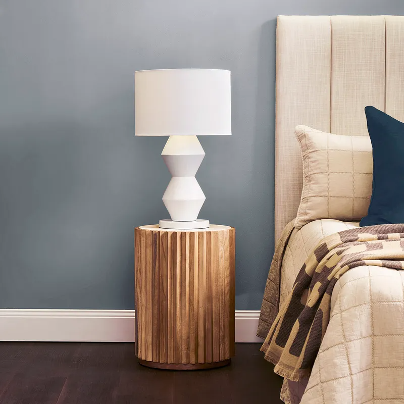Carter Travertine Side Table Walnut, 39.5cm W x 39.5cm D x 53cm H (RRP $561) - Image 2