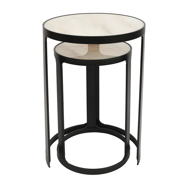 Isabelle Marble Nesting Side Tables Black, 48.5cm W x 48.5cm D x 68.5cm H (RRP $803) - Image 5
