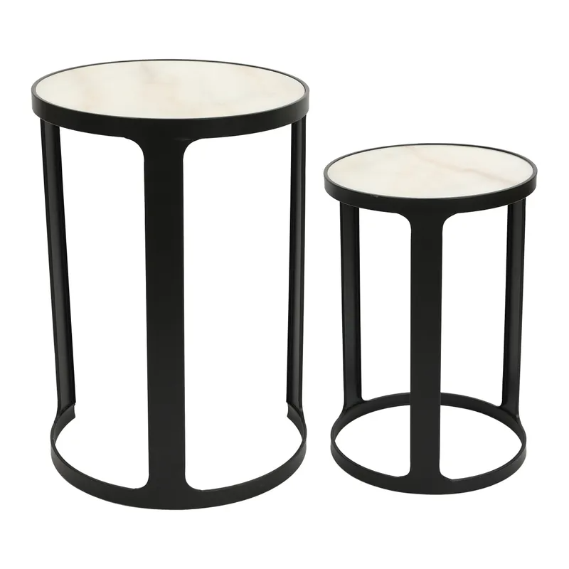 Isabelle Marble Nesting Side Tables Black, 48.5cm W x 48.5cm D x 68.5cm H (RRP $803) - Image 6