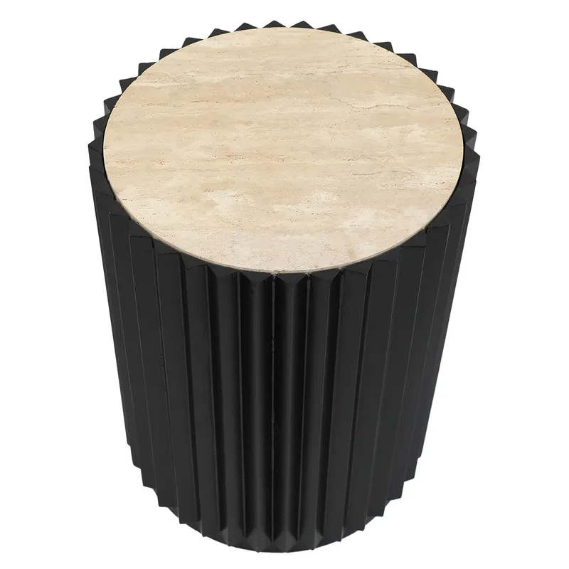 Carter Travertine Side Table Black, 39.5cm W x 39.5cm D x 53cm H (RRP $561) - Image 3