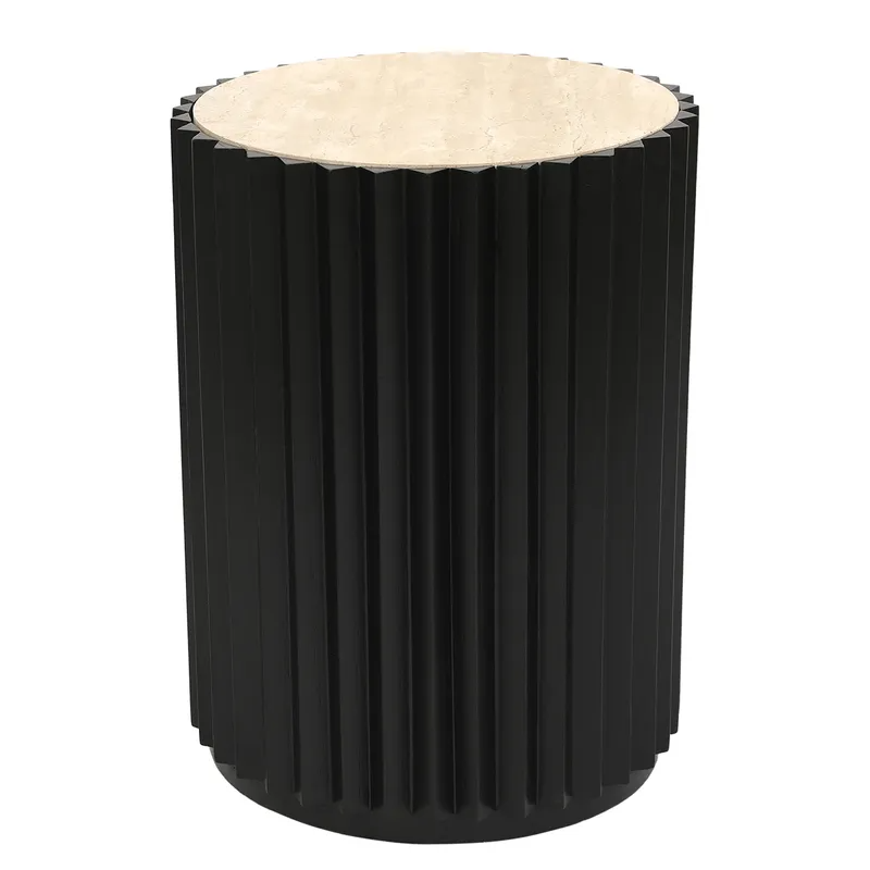 Carter Travertine Side Table Black, 39.5cm W x 39.5cm D x 53cm H (RRP $561) - Image 4