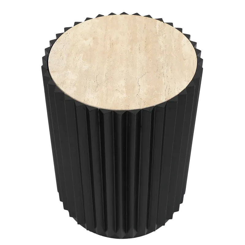 Carter Travertine Side Table Black, 39.5cm W x 39.5cm D x 53cm H (RRP $561) - Image 5