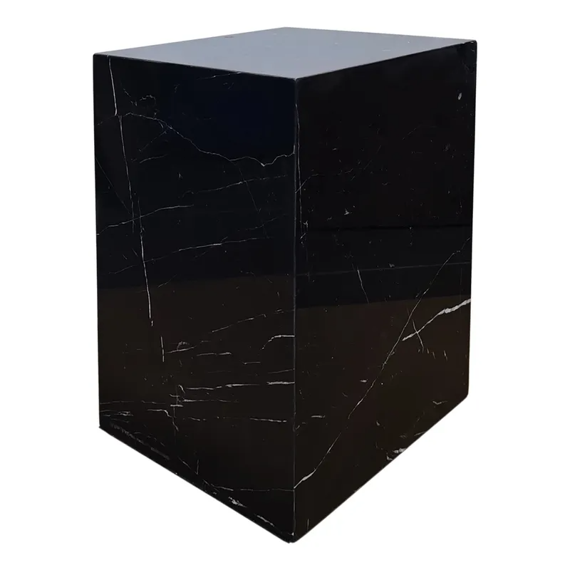 Hendrix Black Marble Side Table, 35cm W x 35cm D x 50cm H (RRP $1177)