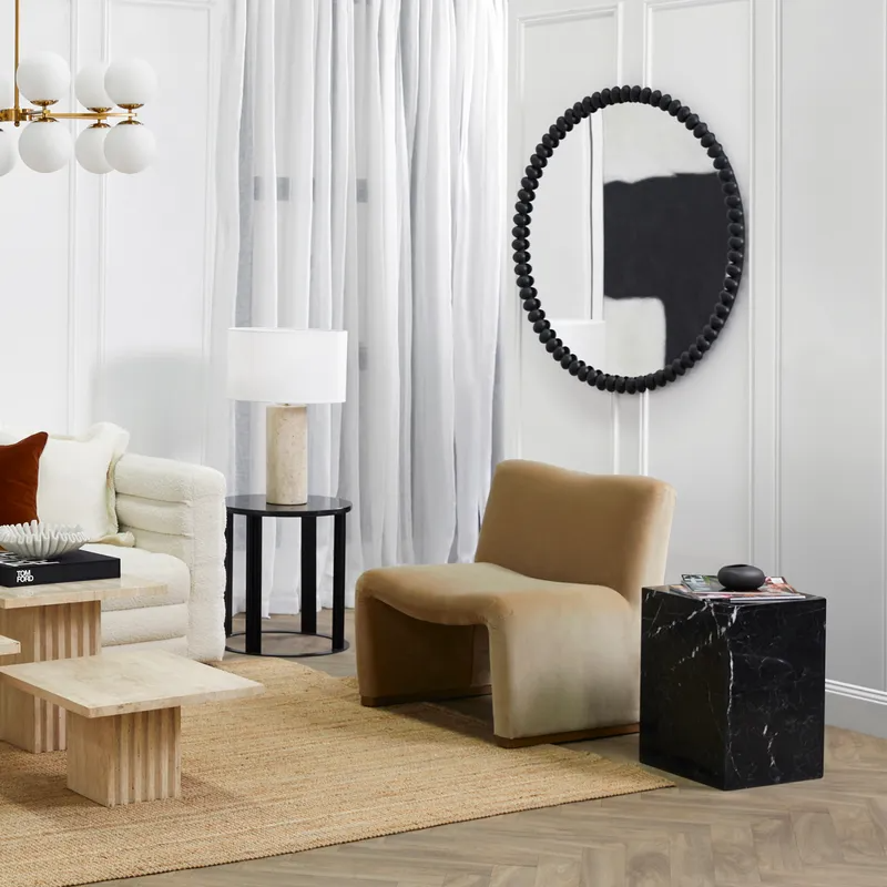 Hendrix Black Marble Side Table, 35cm W x 35cm D x 50cm H (RRP $1177) - Image 2