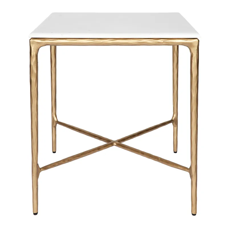 Heston Marble Square Side Table Brass, 50cm W x 50cm D x 56cm H (RRP $2035)