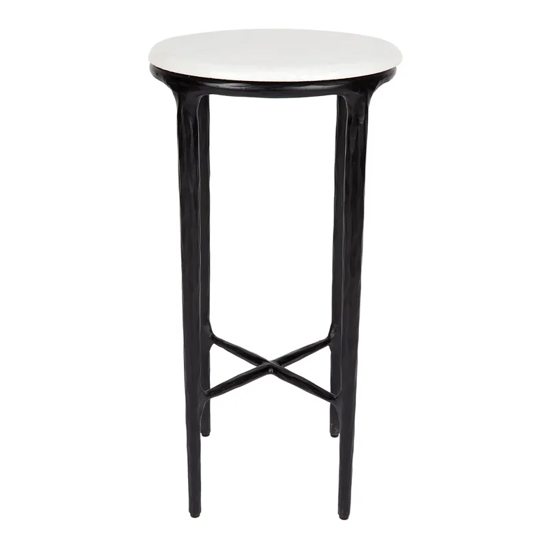 Heston Marble Petite Side Table Black, 30cm Dia x 60cm H (RRP $1353)