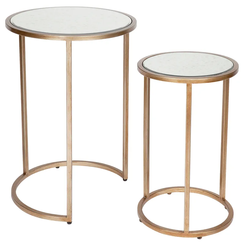 Serene Nesting Side Tables Antique Gold, 41cm Dia x 60cm H (RRP $935) - Image 3