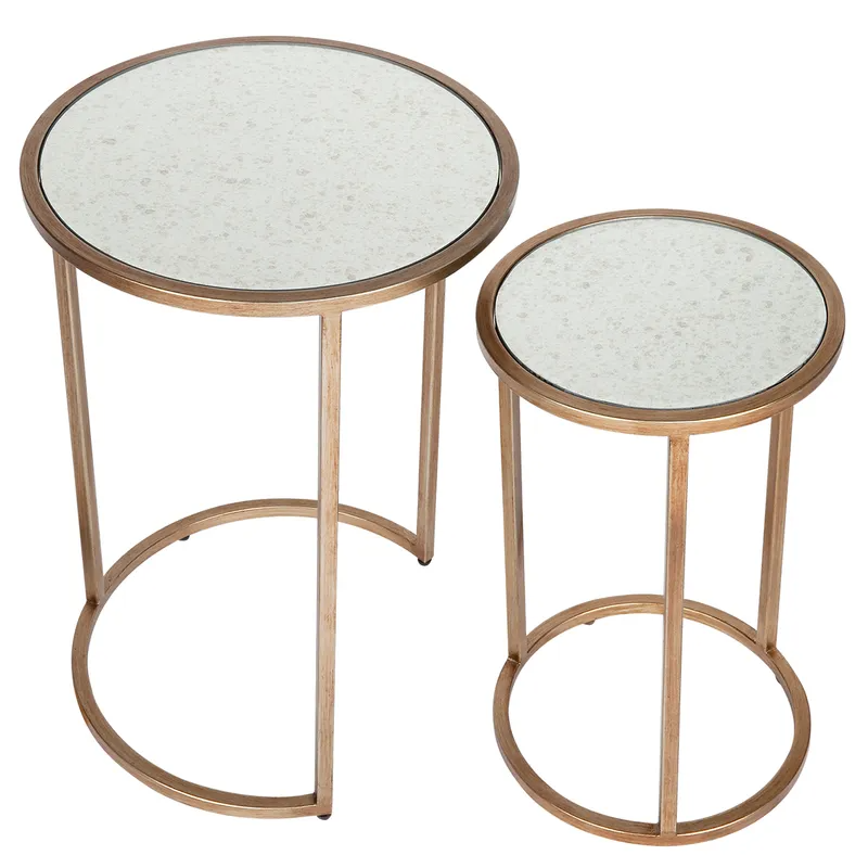 Serene Nesting Side Tables Antique Gold, 41cm Dia x 60cm H (RRP $935) - Image 4