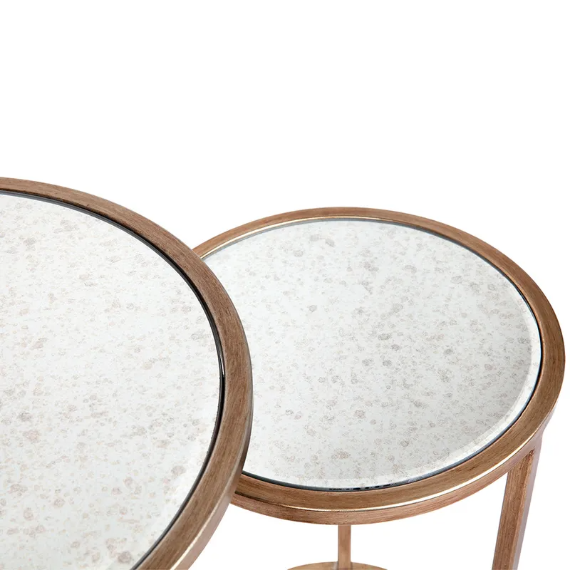 Serene Nesting Side Tables Antique Gold, 41cm Dia x 60cm H (RRP $935) - Image 5