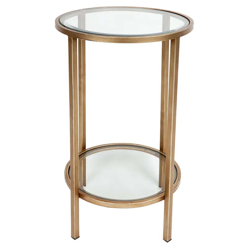 Cocktail Glass Petite Side Table Antique Gold, 35cm Dia x 60cm H (RRP $341)