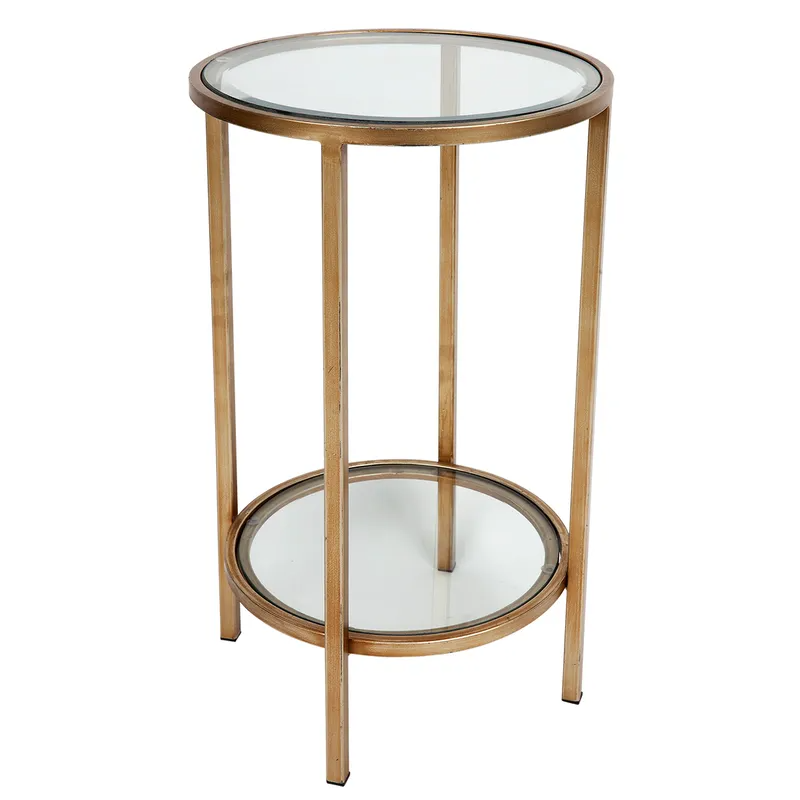 Cocktail Glass Petite Side Table Antique Gold, 35cm Dia x 60cm H (RRP $341) - Image 3