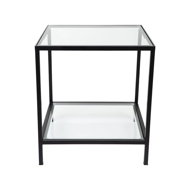 Cocktail Glass Square Side Table Black, 50cm W x 46cm D x 56cm H (RRP $539)
