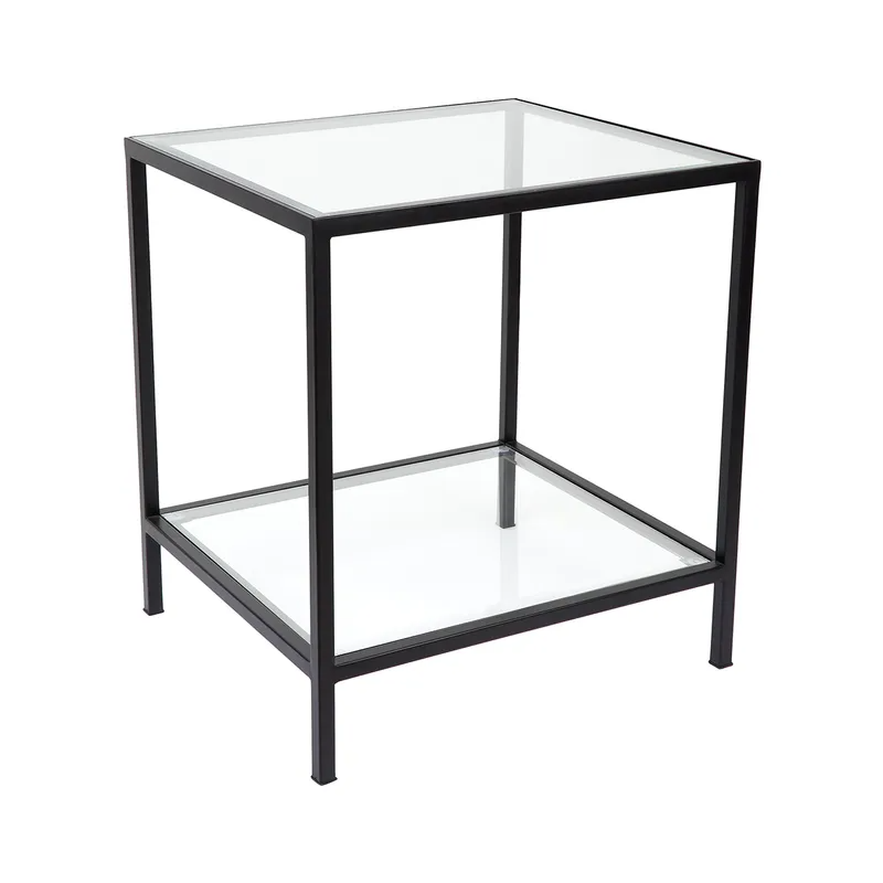 Cocktail Glass Square Side Table Black, 50cm W x 46cm D x 56cm H (RRP $539) - Image 2
