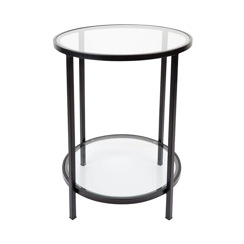 Cocktail Glass Round Side Table Black, 50cm Dia x 66cm H (RRP $429)
