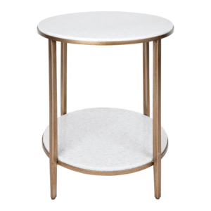 Chloe Stone Side Table Antique Gold, 50cm Dia x 66.5cm H (RRP $1485)