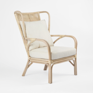 Duke Highback Armchair Natural Whitewash, L 83cm W 75cm H 103cm (RRP $1076)