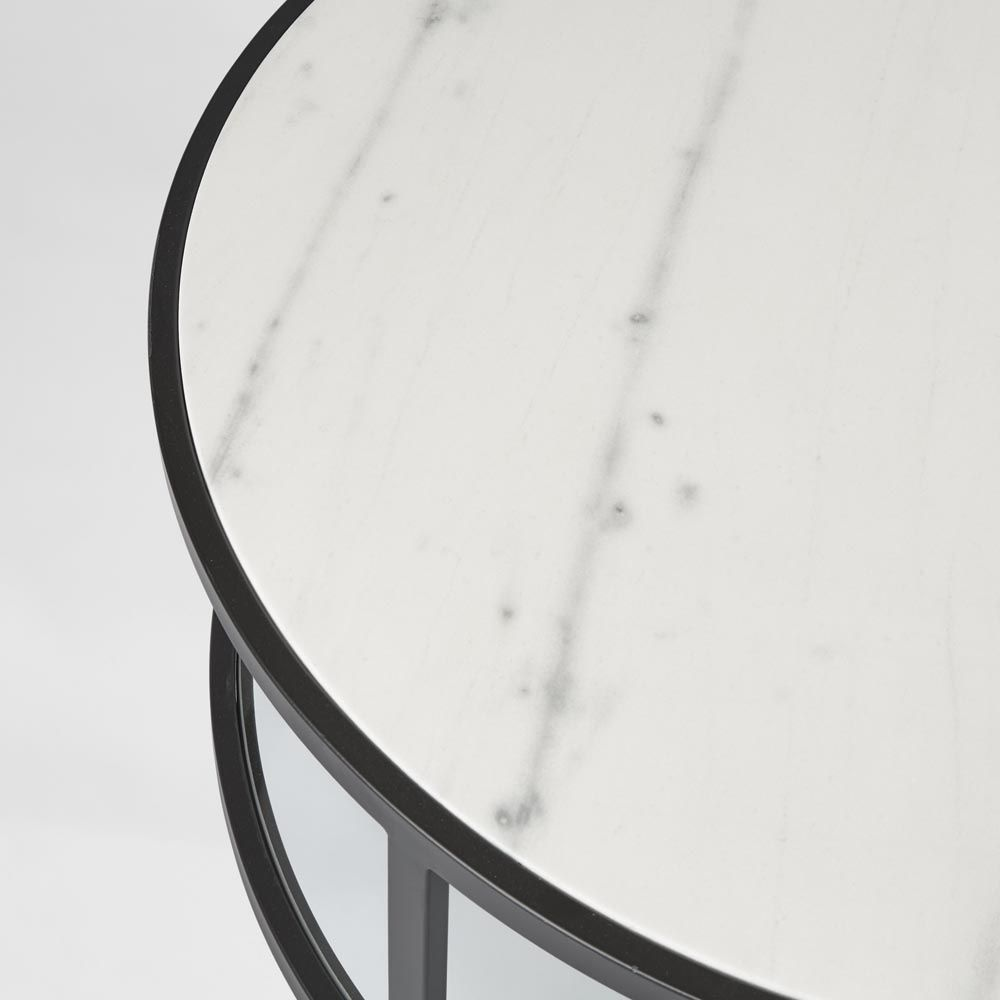 Palladium Black Iron Marble & Glass Coffee Table, L 90cm W 90cm H 45cm (RRP $1499) - Image 3