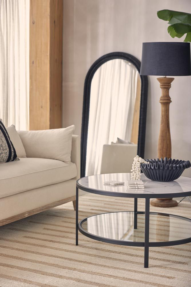 Palladium Black Iron Marble & Glass Coffee Table, L 90cm W 90cm H 45cm (RRP $1499) - Image 4