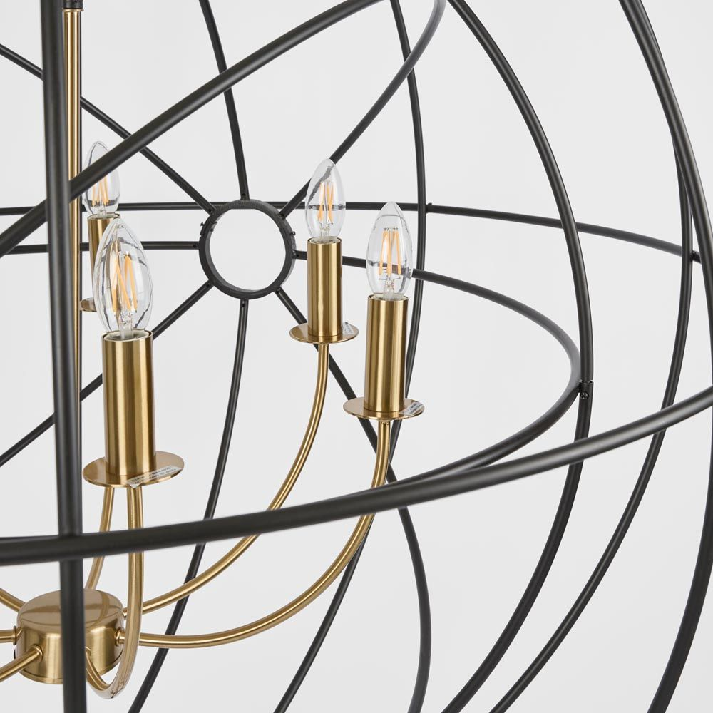 Large Black & Brass Iron Orb Pendant (RRP $1384) - Image 3