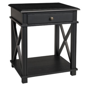 Manto Bedside Table Ash Black, 50W x 40D x 60H cm (RRP $700)