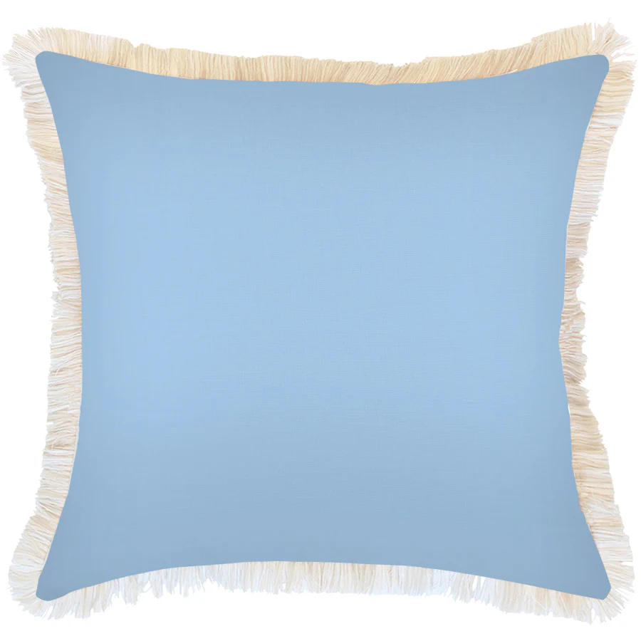 Outdoor Cushion Coastal Fringe Solid Pale Blue 60cm x 60cm