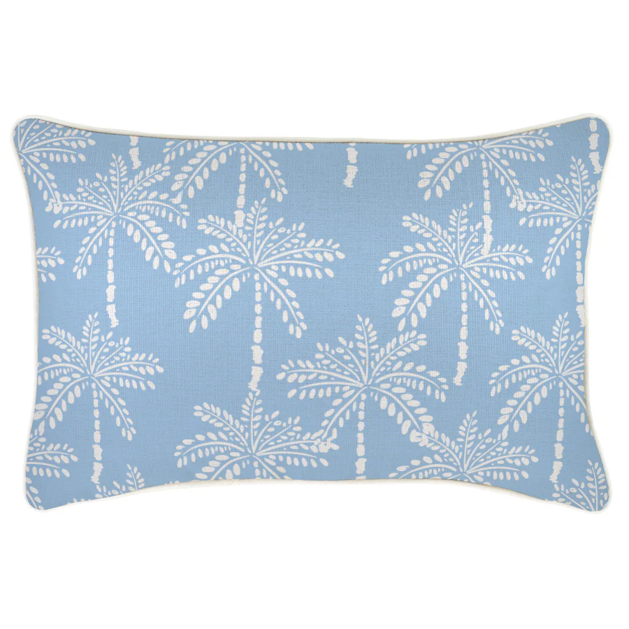 Outdoor Cushion With Piping Cabana Palms Pale Blue 35cm x 50cm