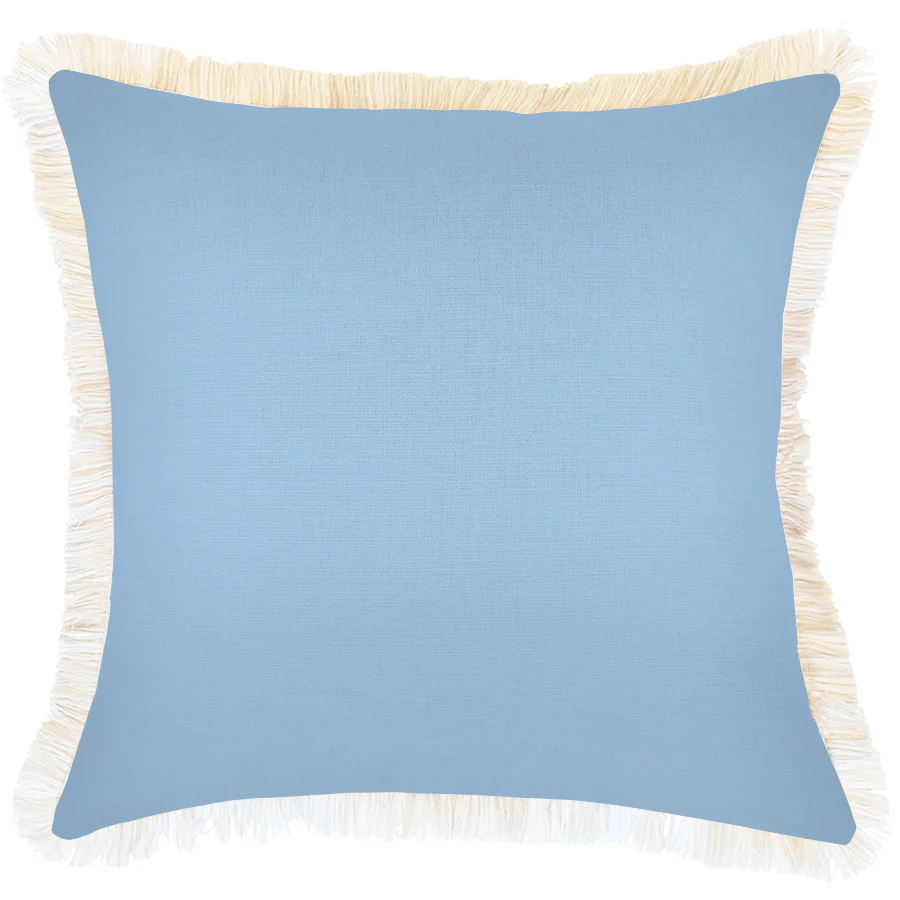 Outdoor Cushion Coastal Fringe Solid Pale Blue 45cm x 45cm