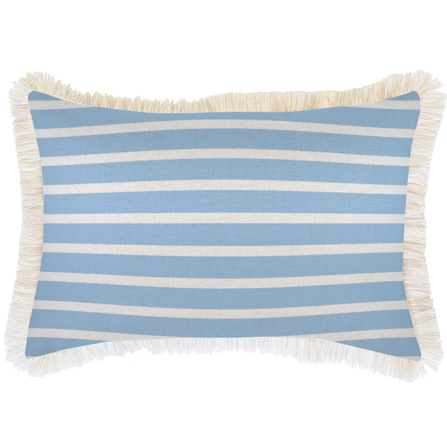 Outdoor Cushion Coastal Fringe Hampton Stripe Pale Blue 35cm x 50cm