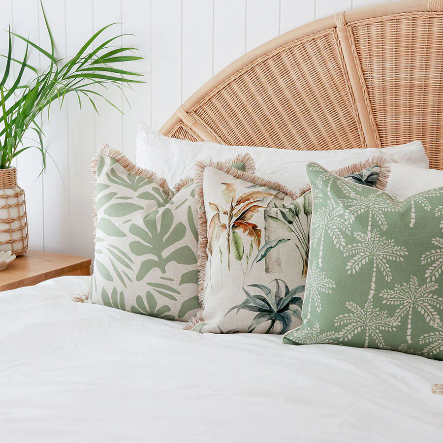 Outdoor Cushion With Piping Cabana Palms Sage 45cm x 45cm - Image 2