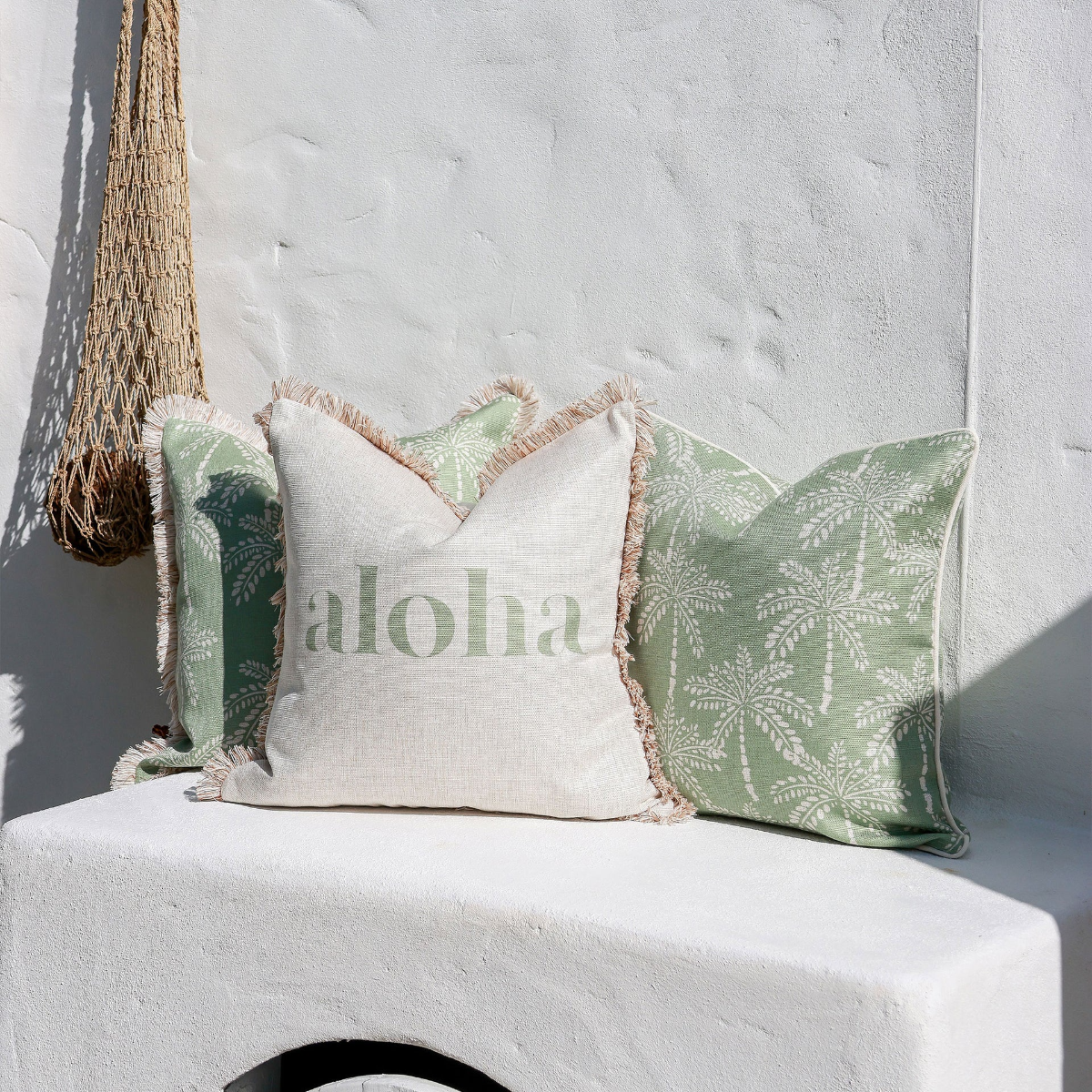 Outdoor Cushion With Piping Cabana Palms Sage 45cm x 45cm - Image 15