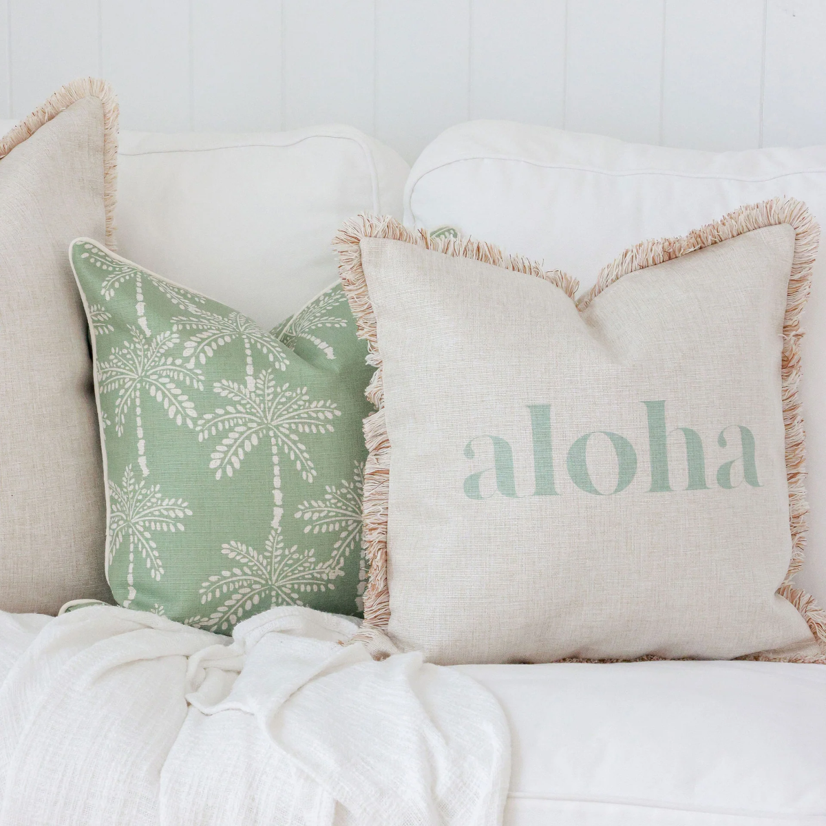 Outdoor Cushion With Piping Cabana Palms Sage 45cm x 45cm - Image 17