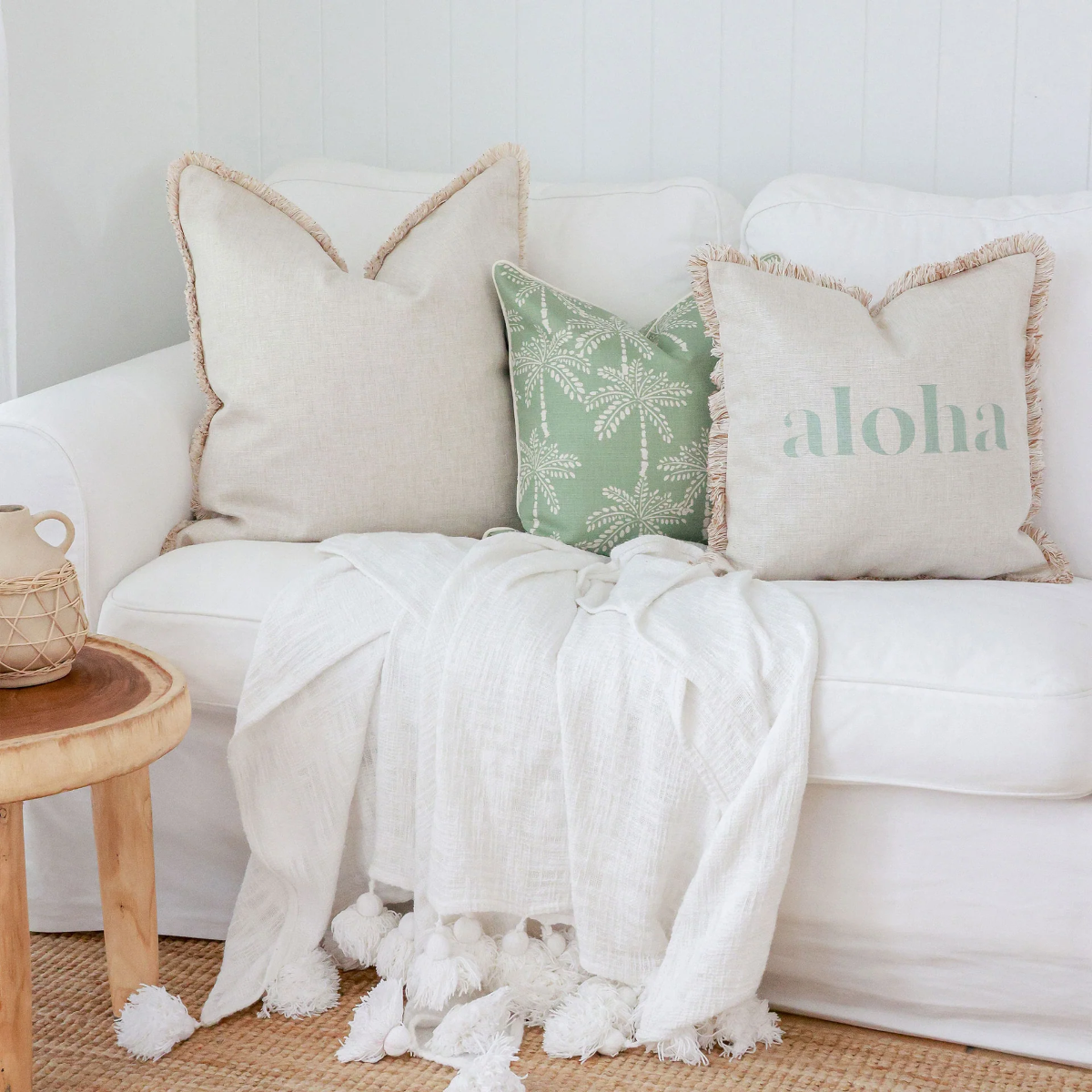 Outdoor Cushion With Piping Cabana Palms Sage 45cm x 45cm - Image 18